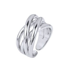 Anillo Plata Cuatro Tiras Cruzadas