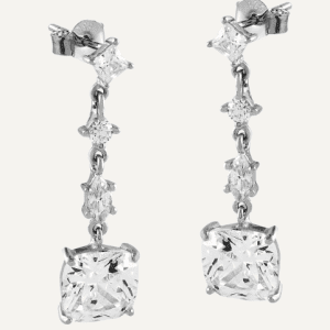 Pendientes Largos de Plata en Circonita Cuadrada