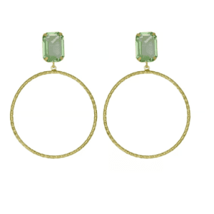 Pendientes largos rectángulo color verde