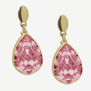 Pendientes cortos lágrima color rosa