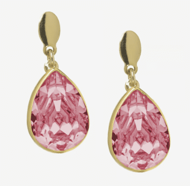 Pendientes cortos lágrima color rosa
