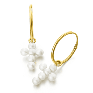 Aros Oro Cruz Perlas LECARRÉ