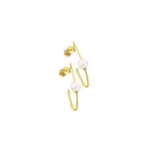 Aros Oro Alargados Perlas LECARRÉ