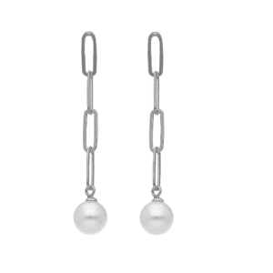 Pendientes largos perla blanco