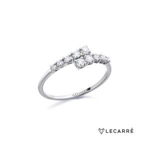 Anillo Cruzado Oro Blanco Diamantes LECARRÉ