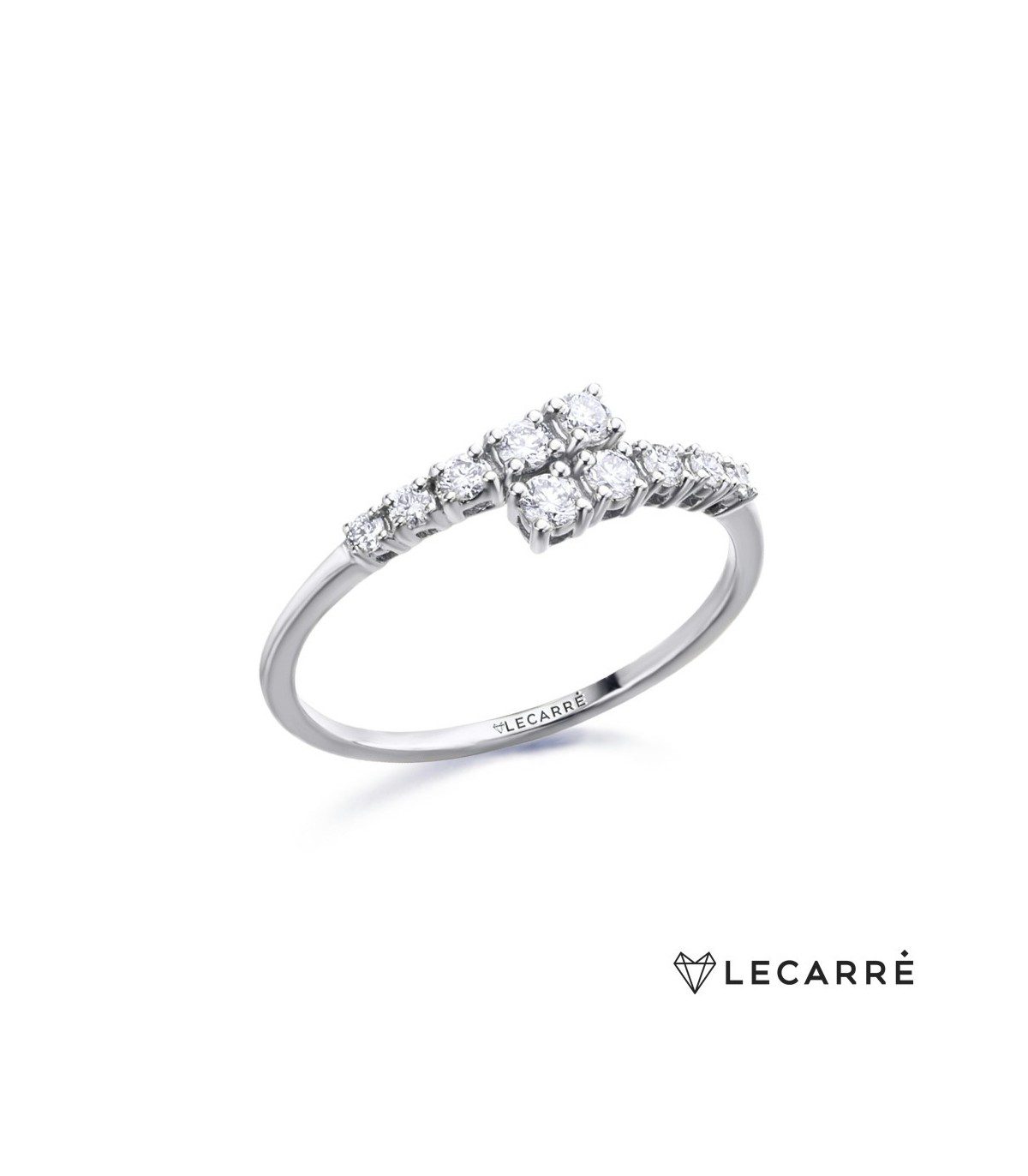 Anillo Cruzado Oro Blanco Diamantes LECARRÉ