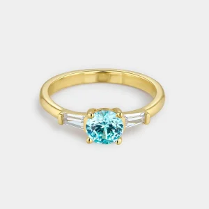 Anillo Trío Circonita Azul Aguamarina Itemporality SRN-213-118