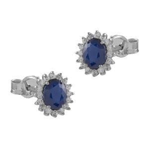Pendientes Oro Blanco, Diamantes y Zafiro GEA-107-004-UU