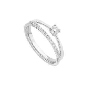 Juego De 2 Anillos De Oro Blanco Con Diamantes - GRN-101-017