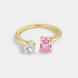 Anillo Dúo Circonitas Rosa y Blanca Itemporality SRN-203-129