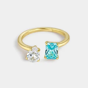 Anillo Dúo Circonita Azul y Blanca Itemporality SRN-213-129