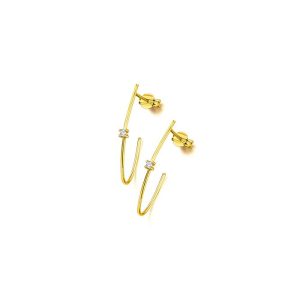 Pendientes Aro Alargado de Oro y Diamantes LECARRÉ