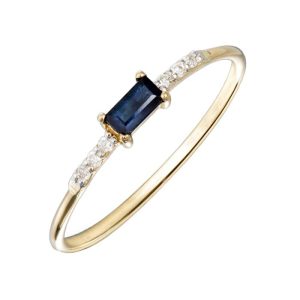 Anillo Oro Amarillo, Zafiro y Diamantes GRN-207-002
