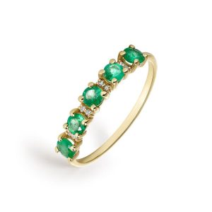 Anillo Oro Amarillo, Diamantes y Esmeraldas GRN-206-273