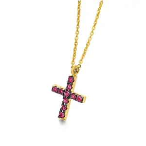 Colgante Cruz Oro y Rubies LECARRÉ