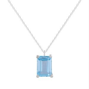 Gargantilla Oro Blanco Con Topacio Azul GNL-115-131-UU