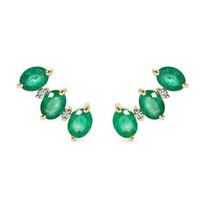 Pendientes Oro Amarillo, Diamantes y Esmeraldas ITY LUX