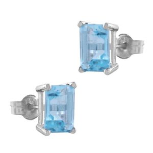Pendientes Oro Blanco con Topacio Azul GEA-115-146-UU