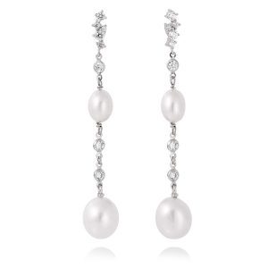 Pendientes Perla Novia Plata 90586PB