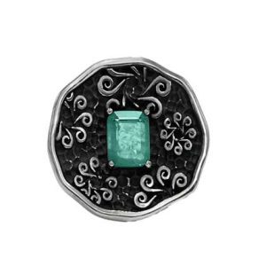 Anillo Plata y Oro laminado 18k, esmeralda