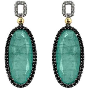 Pendientes Plata y Oro laminado 18k, cuarzo, espinelas y zafiros.