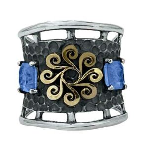 Anillo Plata y Oro laminado 18k, tanzanita