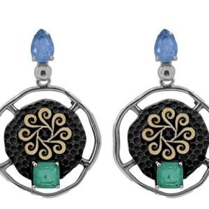 Pendientes Plata y Oro laminado 18k, cuarzo y tanzanitas
