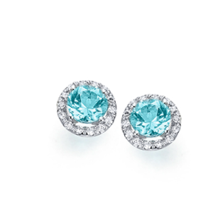 Pendientes Ocean Oro Blanco Diamantes Topacios