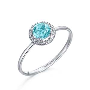 Anillo Ocean Oro Blanco Topacio Azul Diamantes