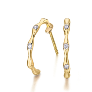 Aros Bambu Oro y Diamantes