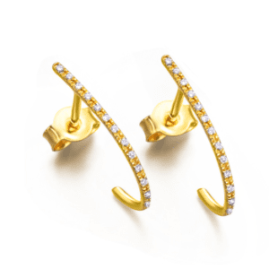 Pendientes Aro Alargado Oro y Diamantes